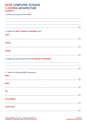 OCR/AQA/Pearson GCSE Computer Science - System Architecture