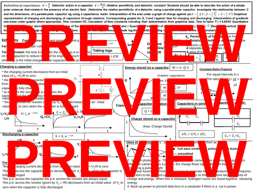 AQA Physics A level capacitors Knowledge organiser