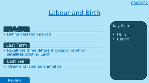 KS3 Science - Labour and Birth