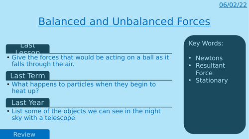 KS3 Science - Balanced and Unbalanced Forces