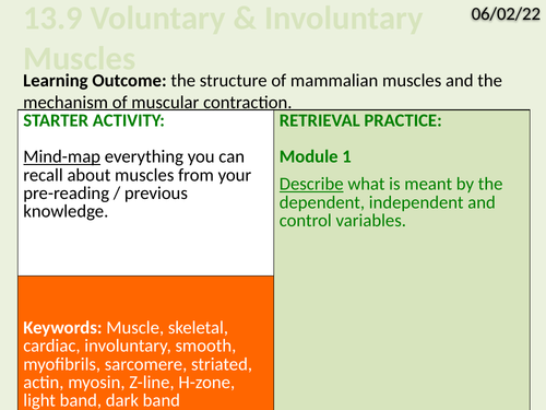 OCR Biology A- 13.9 Voluntary and Involuntary Muscles