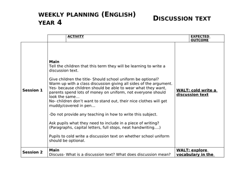 Talk for Writing Discussion Year 4 text should children learn cookery unit