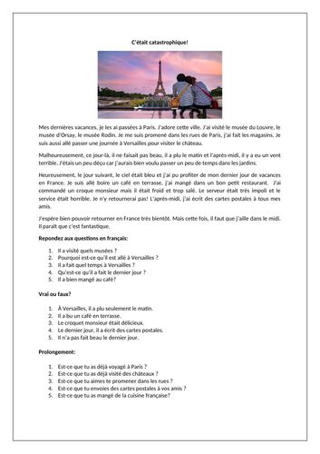 AQA/EDEXCEL Studio GCSE French (Higher) – Module 5 – C’était catastrophique – Page 111 - Worksheet