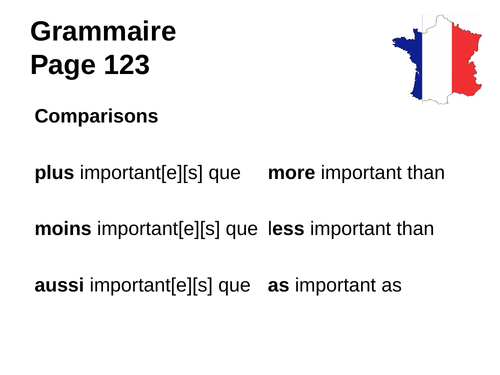 AQA/EDEXCEL Studio GCSE French (Higher) – Module 6 – Mon bahut – Page 123 - Comparative
