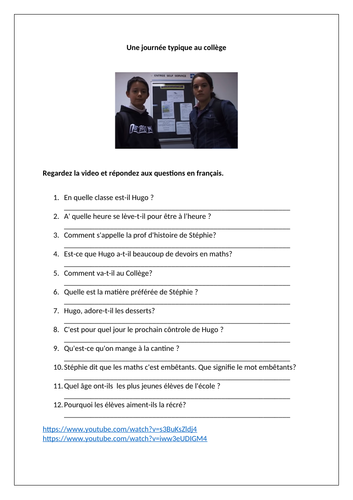 AQA/EDEXCEL Studio GCSE French (Higher) – Module 6 –L’école chez nous, chez vous–Page 125-Video