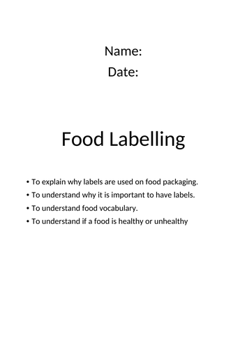 Food Labelling/Packaging booklet
