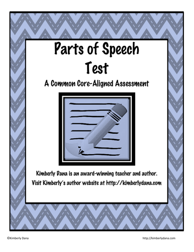 Parts Of Speech Test Assessment Teaching Resources