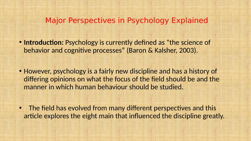 Theories  and Perspectives in Psychology