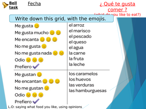 Y8 Spanish - qué te gusta comer (Viva 2)