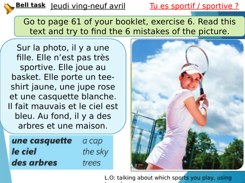 Y7 French -Tu es sportif (Dynamo 1)