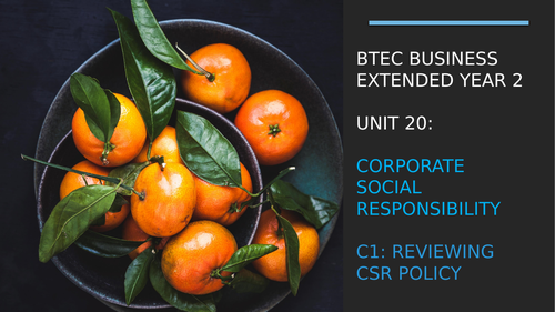 BTEC Business - Unit 20 - CSR (Learning Aim C)