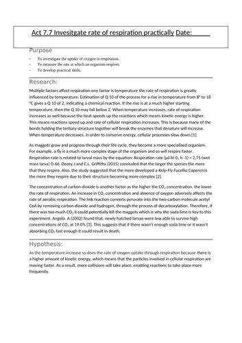 Investigate rate of respiration