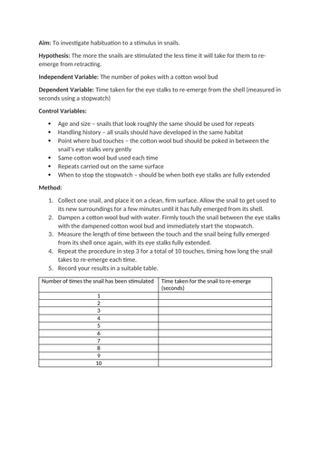 Snail Practical | Teaching Resources