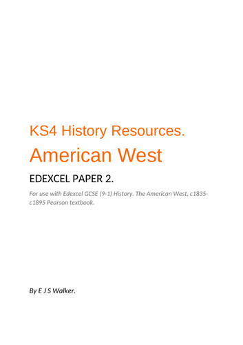 Edexcel American West teaching resources
