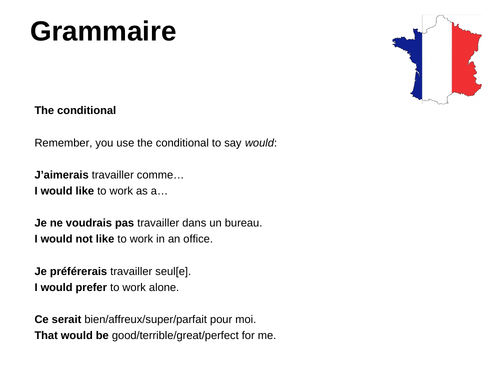 AQA/EDEXCEL Studio GCSE French (Higher) – Module 7 – Point de départ – Page 141 - Conditional