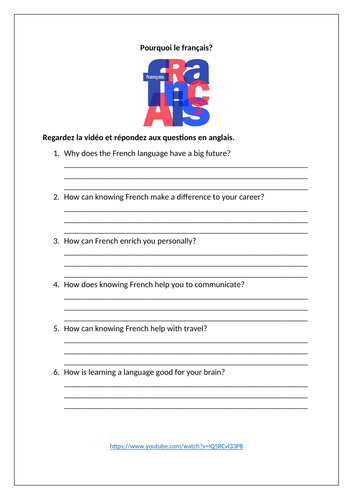 The importance of languages / Reasons for learning French