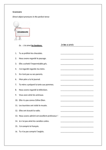 Using direct object pronouns in the perfect tense