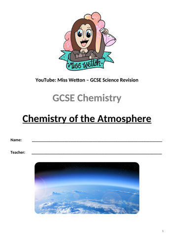 Earth's Atmosphere Workbook (Revision/Independent Learning/Classroom Use)