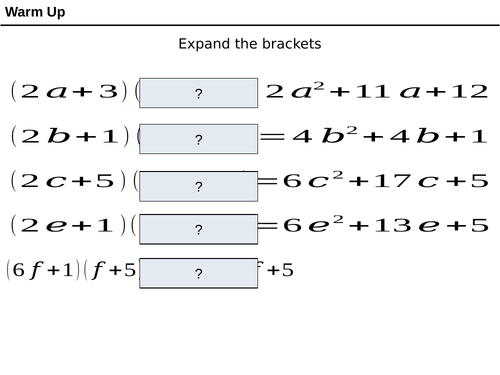 Factorising Non-Monic Quadratics