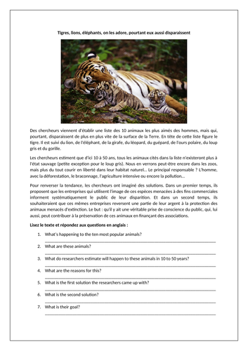 Endangered species / Environment / Global issues