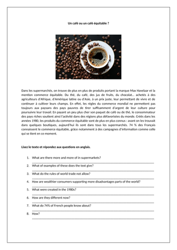 AQA/EDEXCEL Studio GCSE French (Higher) – Module 8 – D’où vient ton tee-shirt? – Page 167-Worksheet