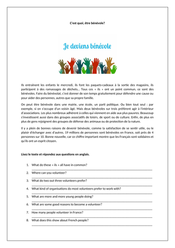 AQA/EDEXCEL Studio GCSE French (Higher) – Module 8 – Je suis solidaire – Page 169 - Worksheet
