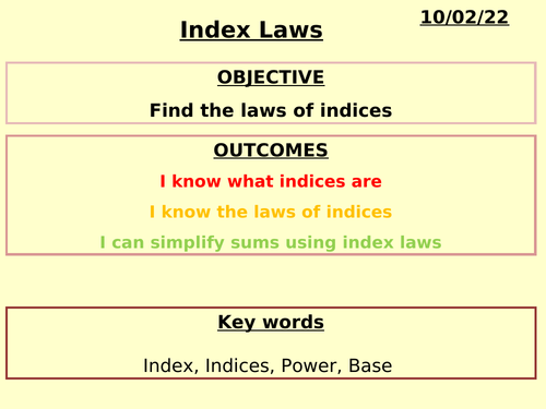 Index Laws