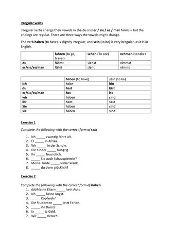 Irregular verbs