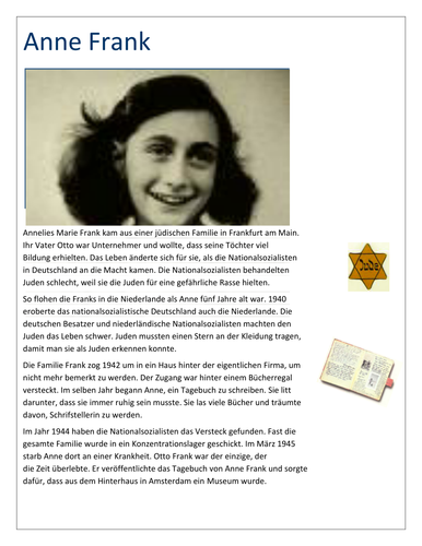AQA/EDEXCEL Stimmt GCSE German (Higher) – Kapitel 4 – Rund um mein Zuhause – Page 76 - Anne Frank