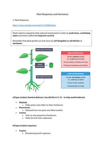 A level Plant Resposes