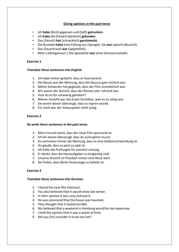 Giving opinions in the past tense