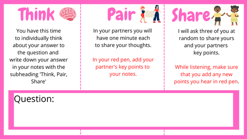 Accountable Think Pair Share template