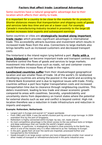 Patterns of trade- Location