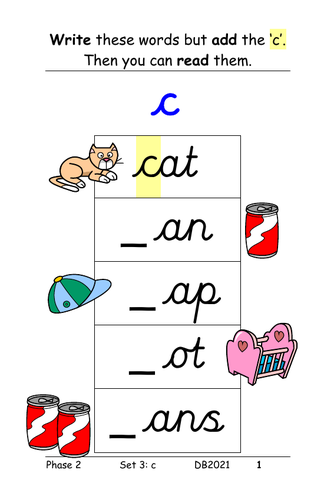 Phase 2, Set 3, g, o, c, k table cards
