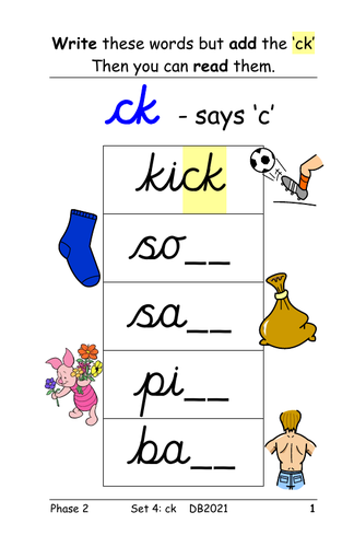 Phase 2, Set 4, ck, e, u, r table cards