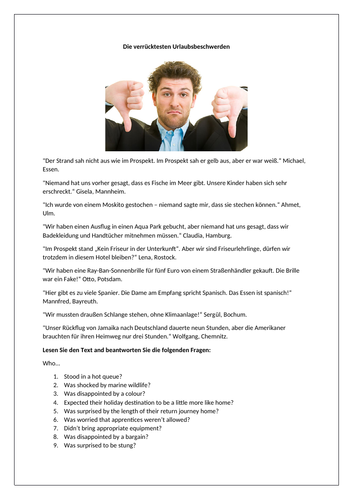 Holiday problems and complaints