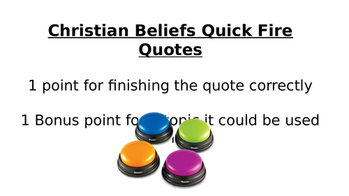 AQA Christian Beliefs and Practices Quick Fire Quotes