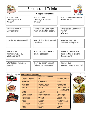 AQA/EDEXCEL Stimmt GCSE German (Higher) – Kapitel 5 – Ein Wiener Schnitzel, bitte! – Page 102 - Game