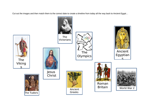 Year 5 History - Periods of history (timeline sorting activity worksheet - MA & HA)