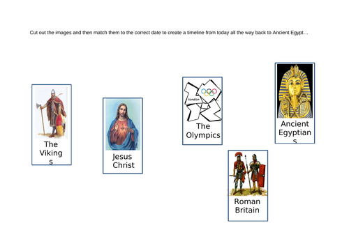 Year 5 History - Periods of history (timeline sorting activity worksheet - LA & SEN)