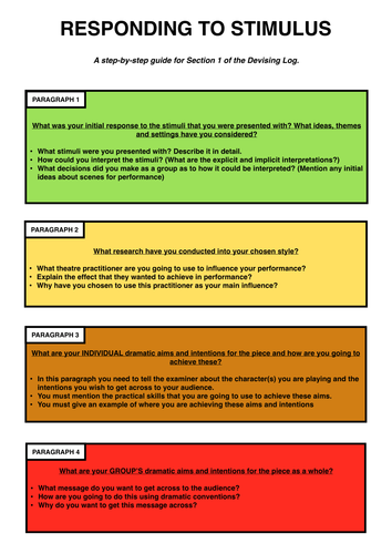 AQA GCSE Drama: Devising Log Resource Pack