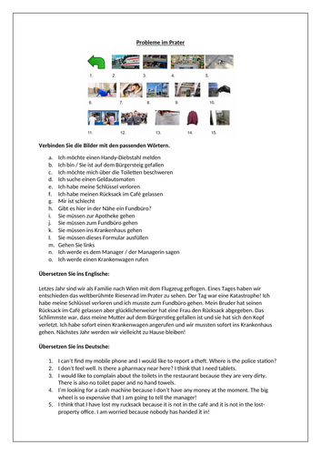 AQA/EDEXCEL Stimmt GCSE German (Higher) – Kapitel 5 – Probleme im Prater – Pages 106 - Worksheet