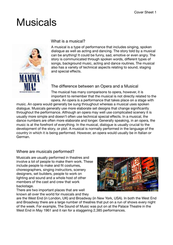 The Musical - Cover Sheet