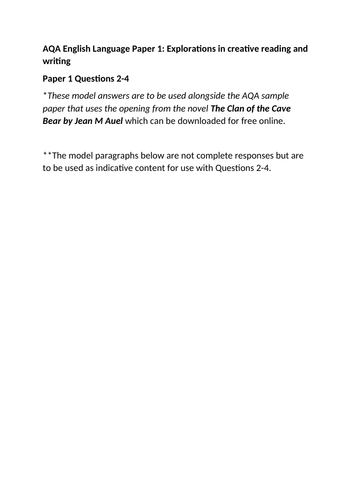 AQA English Lang Paper 1 model answers