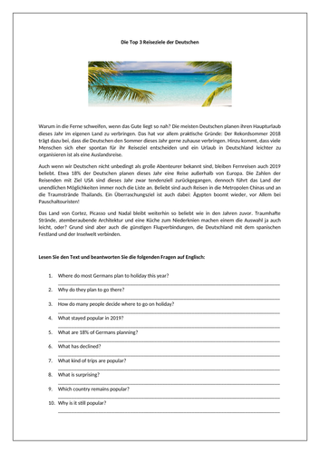 Popular holiday destinations