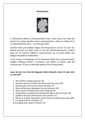 Das Wetter / weather | Teaching Resources