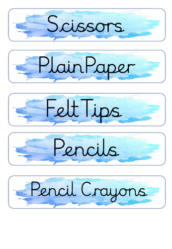 Blue Splat Tray Labels