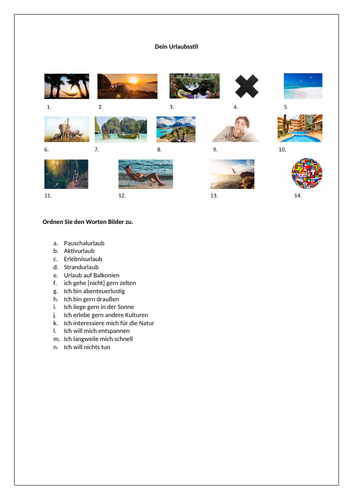 Urlaub / Different types of holidays