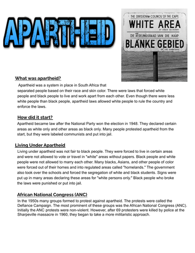 Apartheid Summary