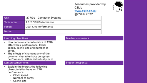 GCSE CS - CPU Performance (Workbook) - NEW